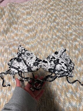 Black & White Floral Bikini Top